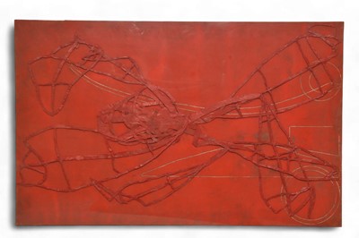 Lot 33 - Edwin Easydorchik (b.1949) mixed media collage in red