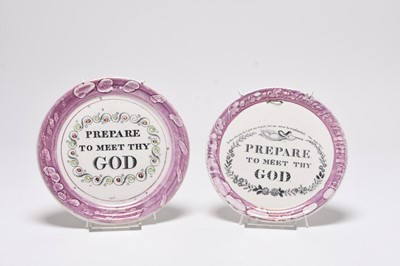 Lot 68 - A pair of Sunderland lustre religious roundel plaques, 19th century