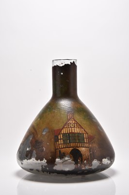 Lot 56 - A folk art cold painted glass bottle of Bridgnorth interest