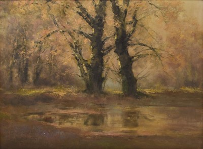 Lot 117 - Lazlo Kezdy Kovacs (Hungarian 1864-1942) Autmunal Woodland
