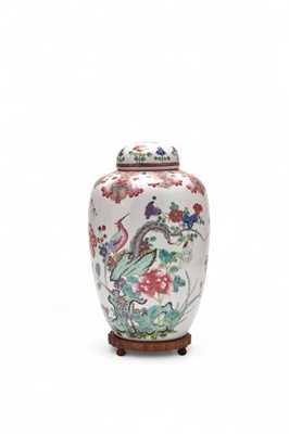 Lot 27 - A Chinese famille rose vase and cover, 19th century