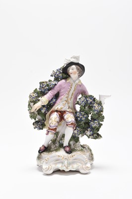 Lot 172 - Chelsea porcelain model of a male gallant with flowering bocage, circa 1755