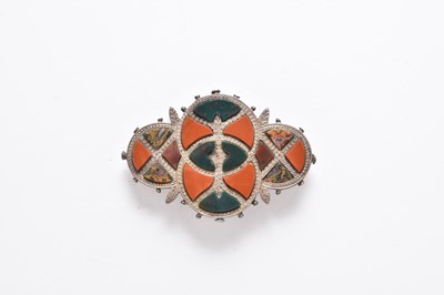 Lot 246 - A Victorian Scottish hardstone brooch