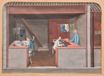 Lot 69 - Chinese school, 18th/19th century, view of a textile shop