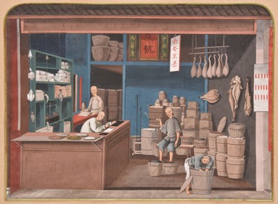 Lot 70 - Chinese school, 18th/19th century, view of a grocery shop