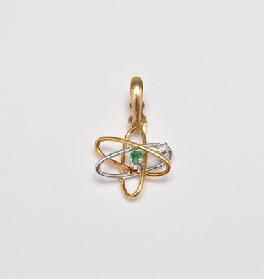 Lot 300 - An emerald and diamond openwork stylised star pendant