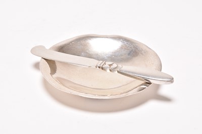 Lot 33 - A Georg Jensen silver butter dish and knife