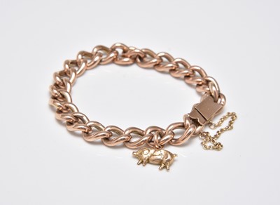 Lot 364 - A yellow metal hollow link bracelet