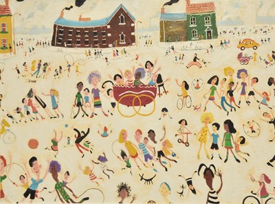 Lot 159 - Simeon Stafford (British, b. 1956) Street Scene with children playing