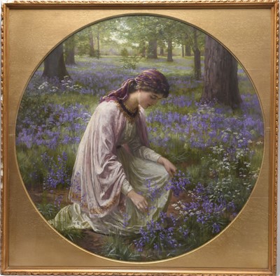 Lot 238 - Mary Elizabeth Harding (b. circa 1857) Lady in a bluebell wood