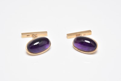 Lot 346 - A pair of amethyst cufflinks
