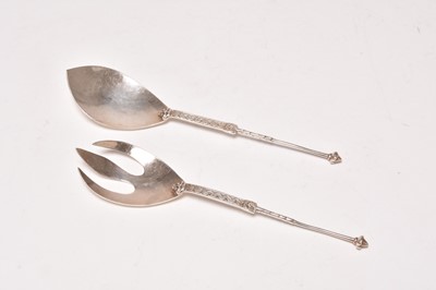 Lot 5 - A pair of Iona silver salad servers