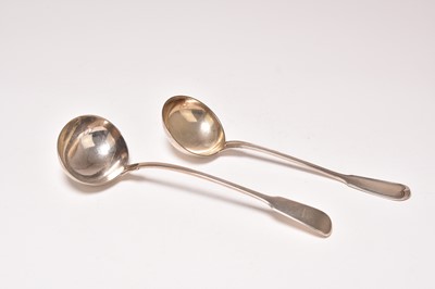 Lot 71 - Two silver soup ladles