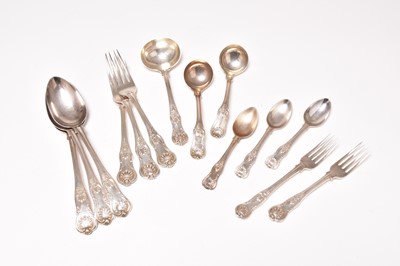 Lot 148 - A matched collection of silver Queens pattern cutlery