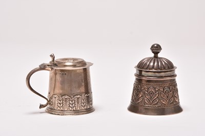 Lot 70 - A silver lidded mustard and a white metal box