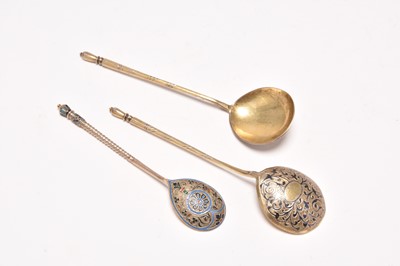 Lot 131 - Three Russian silver spoons