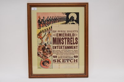 Lot 80 - POSTER. Mr Frank Wigley's Original Emerald Minstrels (Black and White)