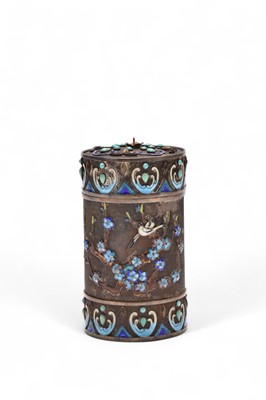 Lot 54 - A Chinese enamelled silver box and cover