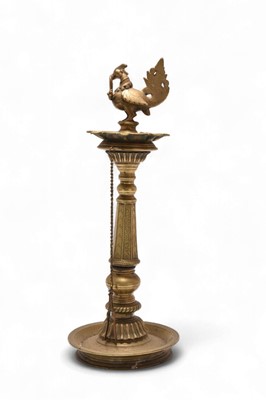 Lot 116 - An Indian brass oil lamp, 19th/20th century
