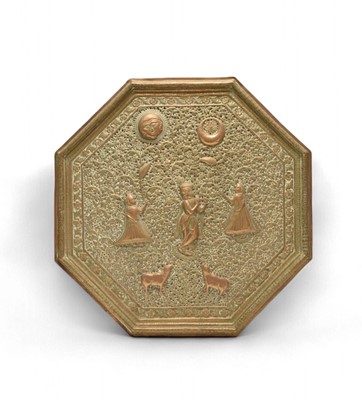 Lot 108 - A good Indian embossed and pierced octagonal brass table top