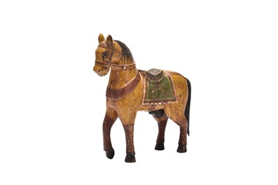 Lot 130 - An Indian painted wood figure of a horse, circa 1900