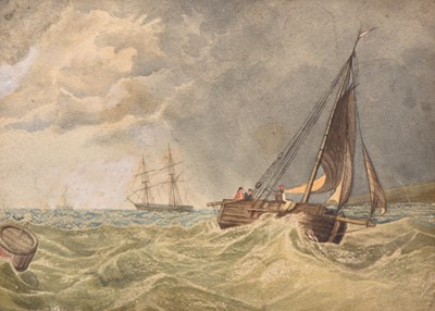 Lot 4 - Manner of Anthony Vandyke Copley Fielding Fielding (1787-1855) Sailing ship in rough sea
