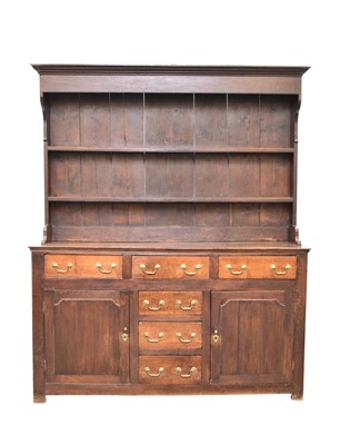 Lot 382 - An 18th century oak dresser and rack, mid-Wales