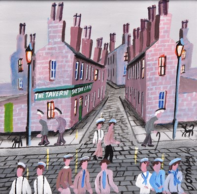 Lot 156 - John Ormsby (b.1969) Scottish Night Owls, street scene