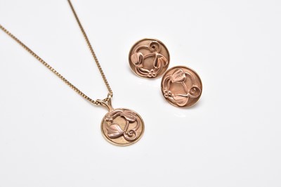 Lot 348 - A pair of Clogau 9ct gold 'Tree of Life' earrings and pendant