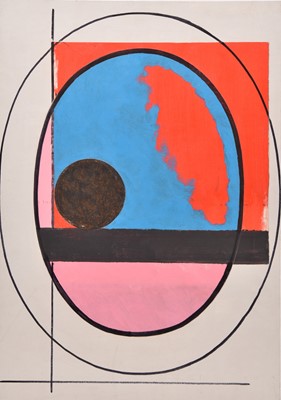 Lot 17 - George Holt (British 1924-2005) Abstract composition in pink, red and blue