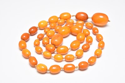 Lot 258 - A graduated amber bead necklace