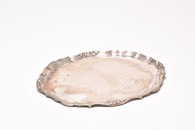 Lot 111 - A white metal oval tray