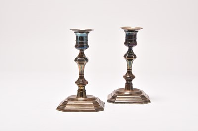 Lot 155 - A pair of silver mounted candlesticks