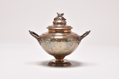 Lot 12 - A French silver two handled pedestal bowl and cover