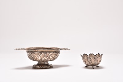 Lot 134 - Two white metal bowls