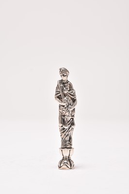 Lot 220 - A white metal seal modelled as Justice