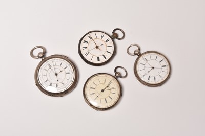 Lot 429 - A group of four silver open face chronograph pocket watches