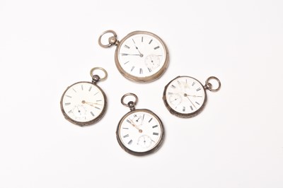 Lot 430 - A group of four silver open face pocket watches
