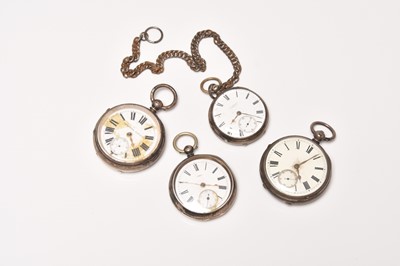Lot 431 - A group of four silver open face pocket watches