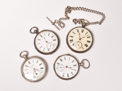 Lot 432 - A group of four silver open face pocket watches