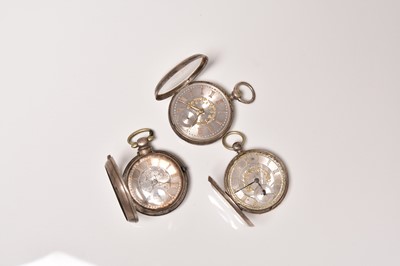 Lot 433 - A group of three silver open face pocket watches