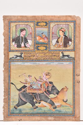 Lot 131 - An Indian miniature of a hunting scene, Mughal