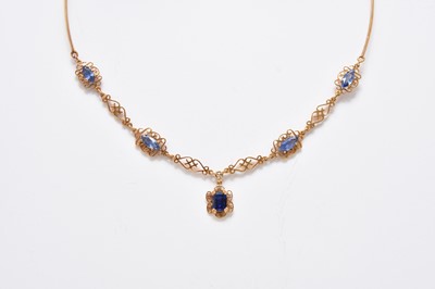 Lot 342 - An 18ct gold sapphire set necklace