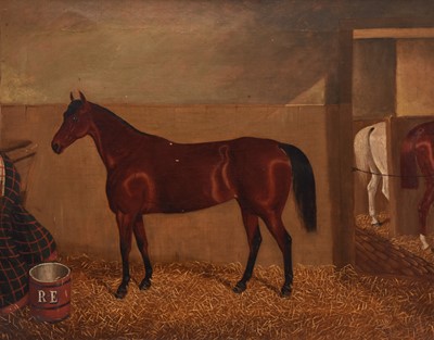 Lot 13 - Wilkinson John Gilbert (act.1830-1870) Chestnut Horse Standing in a Stable
