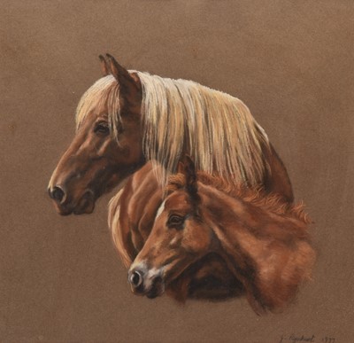 Lot 32 - J Rynhart (20th century) Horse and Foal