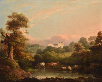 Lot 134 - Manner of John Rathbone (1750-1807) Cattle near a Pool