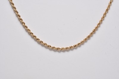 Lot 381 - A 9ct gold rope twist chain necklace