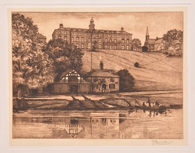 Lot 119 - After Edward Burrow (19th century) Four etchings of Shrewsbury School (4)