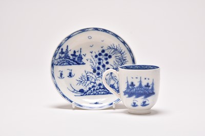 Lot 10 - Caughley 'Island Sampan' coffee cup and saucer, circa 1785-90