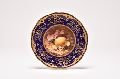 Lot Coalport fruit-decorated cabinet plate by F. Chivers, circa 1920s